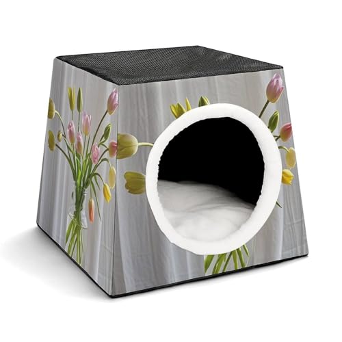 Capsule Pet Waterloo The Art of Flowers Printed Foldable Dog House Cat Cave Soft Kitten Bed Warm Rabbit Nest Chinchillas Hideout for Indoor Small and Medium Animal von JTKLQBN