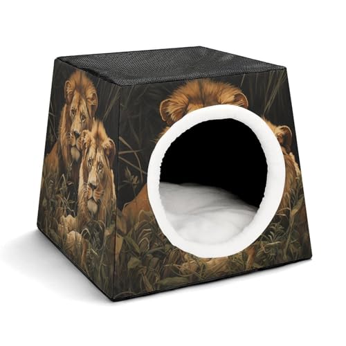 Capsule Pet Waterloo Two Lions Printed Foldable Dog House Cat Cave Soft Kitten Bed Warm Rabbit Nest Chinchillas Hideout for Indoor Small and Medium Animal von JTKLQBN