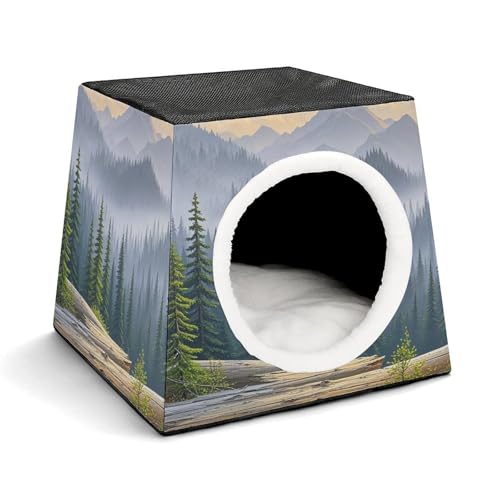 Capsule Pet Waterloo Wushan Pine Tree Printed Foldable Dog House Cat Cave Soft Kitten Bed Warm Rabbit Nest Chinchillas Hideout for Indoor Small and Medium Animal von JTKLQBN