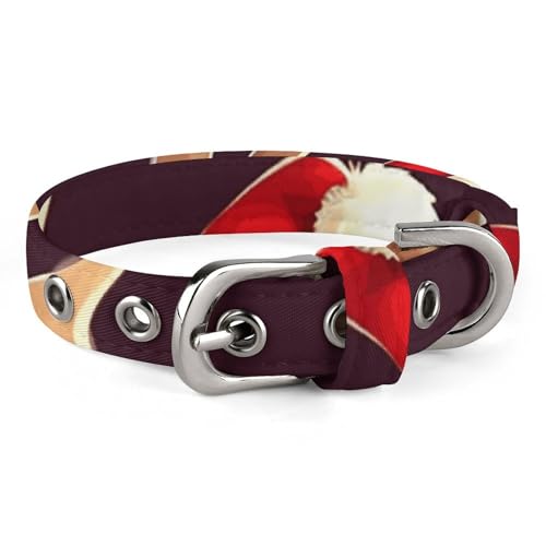 Hundehalsband, niedliches Weihnachts-Rentier, Hundehalsband für mittelgroße Hunde, kleine Hunde, weiches Katzenhalsband, Haustierhalsband mit verstellbarer Schnalle, 20 - 26 cm von JTKLQBN