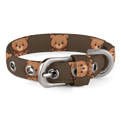 Hundehalsband, niedliches Welpenhalsband, Cartoon-Design, Braun, niedlicher Bär, Hundehalsband für mittelgroße Hunde, kleine Hunde, weiches Katzenhalsband, Haustierhalsband mit verstellbarer Schnalle, von JTKLQBN