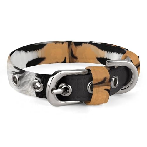 Hundehalsband, niedliches Welpenhalsband, Tiger-Hundehalsband für mittelgroße Hunde, kleine Hunde, weiches Katzenhalsband, Haustierhalsband mit verstellbarer Schnalle, 20 - 26 cm von JTKLQBN