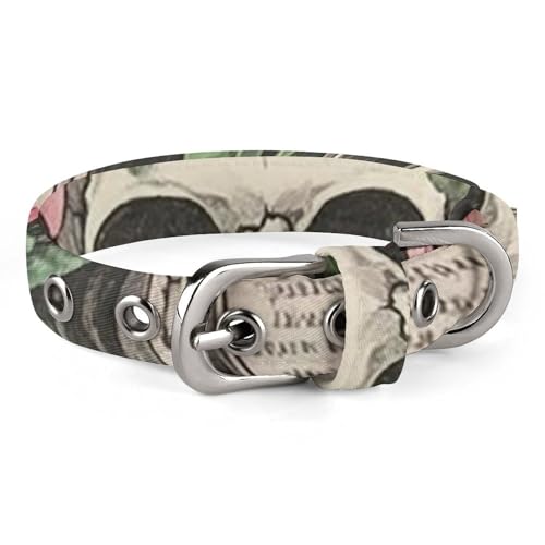 Hundehalsband, niedliches Welpenhalsband, blühendes Skelett, Hundehalsband für mittelgroße Hunde, kleine Hunde, weiches Katzenhalsband, Haustierhalsband mit verstellbarer Schnalle, 20 - 26 cm von JTKLQBN