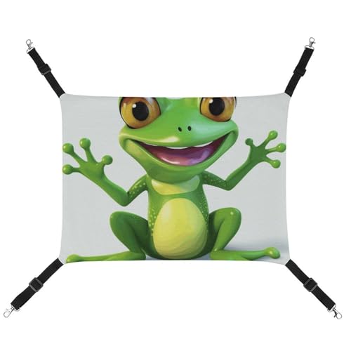 JTKLQBN Hängende Haustier-Hängematte, Frosch, bedruckt, weiche Haustiermatte mit verstellbaren Riemen, atmungsaktive Hängematte für Katzen, Frettchen, kleine Hunde, Kaninchen, 42 x 33 cm von JTKLQBN