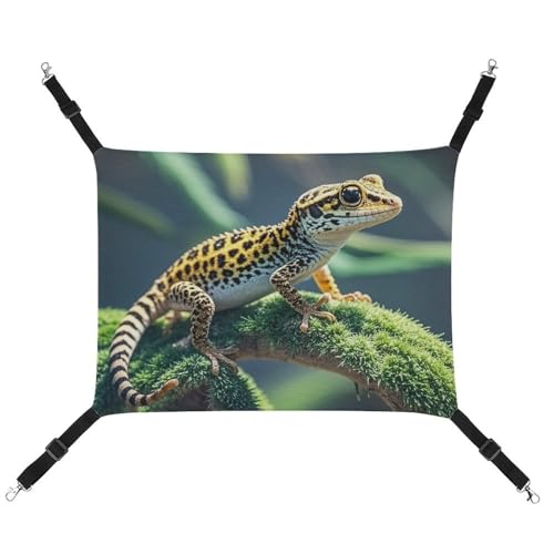 JTKLQBN Hängende Haustier-Hängematte, Leopardenmuster, kleiner Gecko, bedruckt, weiche Haustiermatte mit verstellbaren Riemen, atmungsaktive Hängematte für Katzen, Frettchen, kleine Hunde, Kaninchen, von JTKLQBN