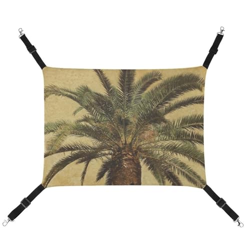 JTKLQBN Hängende Haustier-Hängematte, Palme, tropisches bedrucktes Bett, weiche Haustiermatte mit verstellbaren Riemen, atmungsaktive Hängematte für Katzen, Frettchen, kleine Hunde, Kaninchen, 42 x 33 von JTKLQBN