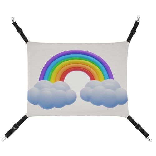 JTKLQBN Hängende Haustier-Hängematte, gebogen, Regenbogen-Druck, weiche Haustiermatte mit verstellbaren Riemen, atmungsaktive Hängematte für Katzen, Frettchen, kleine Hunde, Kaninchen, 42 x 33 cm von JTKLQBN