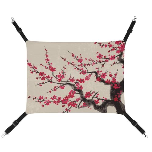 JTKLQBN Hängende Haustier-Hängematte, japanisches Blumenmuster, Kirschblüten-Druck, weiche Haustiermatte mit verstellbaren Riemen, atmungsaktive Hängematte für Katzen, Frettchen, kleine Hunde, von JTKLQBN