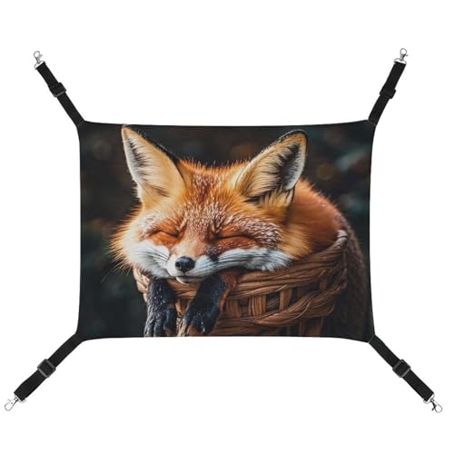 JTKLQBN Hängende Haustier-Hängematte, lustiger Fuchs, bedrucktes Bett, weiche Haustiermatte mit verstellbaren Riemen, atmungsaktive Hängematte für Katzen, Frettchen, kleine Hunde, Kaninchen, 42 x 33 von JTKLQBN