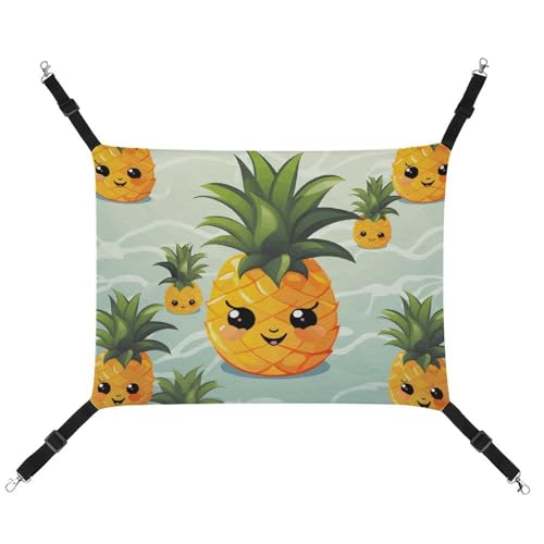 JTKLQBN Hängende Haustier-Hängematte, niedliches Ananas-bedrucktes Bett, weiche Haustiermatte mit verstellbaren Riemen, atmungsaktive Hängematte für Katzen, Frettchen, kleine Hunde, Kaninchen, 42 x 33 von JTKLQBN