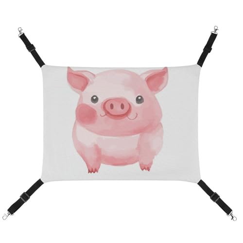 JTKLQBN Hängende Haustier-Hängematte, niedliches rosa Schweine-Bett, weiche Haustiermatte mit verstellbaren Riemen, atmungsaktive Hängematte für Katzen, Frettchen, kleine Hunde, Kaninchen, 42 x 33 cm von JTKLQBN