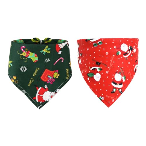 2er Pack Weihnachts-Haustier-Bandanas Hundehalstücher und Dreieckstücher in festlichem Design von JTKREW