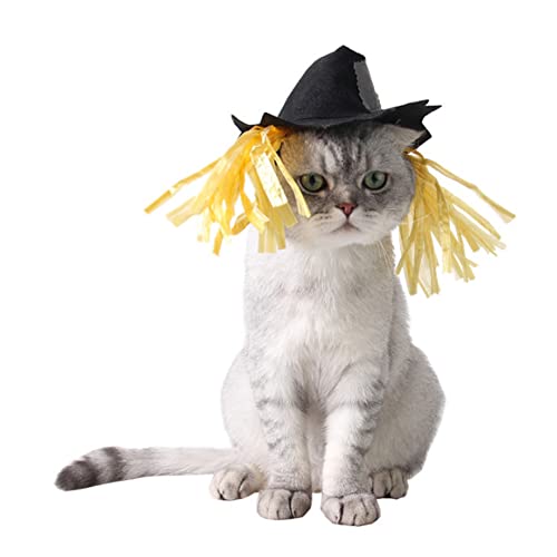 Kreatives Haustier Katze Hund Halloween Urlaub Vogelscheuche Hut Dress Up Cosplay Kostüm von JTLB