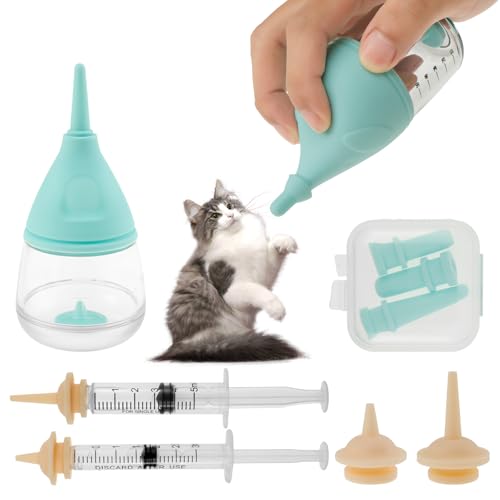 JTNero Aufzuchtflasche Katzenbaby 11er-Set Aufzuchtflasche Katze Latex Wiederverwendbarer Silikonsauger, Geeignet für Kätzchen, Welpen, Kaninchen, Eichhörnchen von JTNero