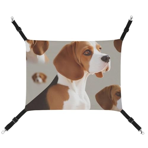 JTREHY Haustier-Hängematte, Beagle Doggy bedruckt, verstellbar, hängendes Katzenbett für Katzen, kleine Hunde, Kaninchen oder andere Kleintiere mit Metallhaken von JTREHY