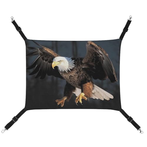 JTREHY Haustier-Hängematte, Weißkopfseeadler, bedruckt, verstellbar, hängendes Katzenbett für Katzen, kleine Hunde, Kaninchen oder andere Kleintiere, mit Metallhaken von JTREHY