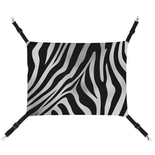 JTREHY Haustier-Hängematte, Zebra-Druck, verstellbar, hängendes Katzenbett für Katzen, kleine Hunde, Kaninchen oder andere Kleintiere, mit Metallhaken von JTREHY