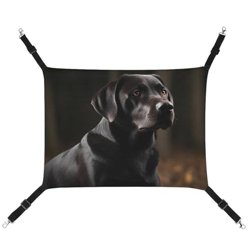 JTREHY Haustier-Hängematte, schwarzer Labrador-Druck, verstellbar, hängendes Katzenbett für Katzen, kleine Hunde, Kaninchen oder andere Kleintiere, mit Metallhaken von JTREHY