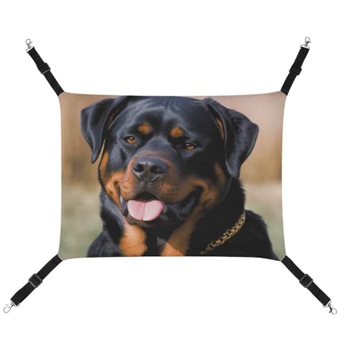 JTREHY Rottweiler Haustier-Hängematte, bedruckt, verstellbar, hängendes Katzenbett für Katzen, kleine Hunde, Kaninchen oder andere Kleintiere, mit Metallhaken von JTREHY