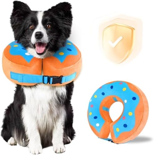 Aufblasbares Hundehalsband, Donut-Kegelhalsband, weiche Erholung, Haustierkegel für kleine, mittelgroße und große Hunde, Katzen, verstellbarer Donut-Kegel für die Erholung nach Operationen, Größe L von JUANWAN