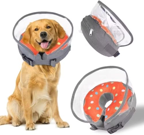 Aufblasbares Hundehalsband, verstellbar, für kleine, mittelgroße und große Hunde, Katzen, Hundehalsband, verhindert Beißen und Kratzen, Größe L von JUANWAN