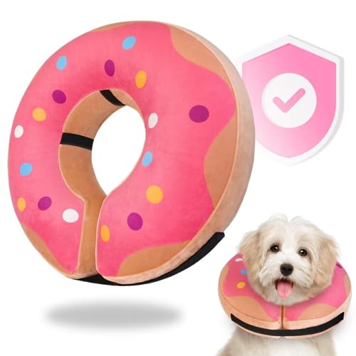 JUANWAN Aufblasbares Hundekegel-Donut-Kegelhalsband – verstellbarer Hundehals-Donut-Halsband für Hunde und Katzen, weicher Donut-Kegel für postoperative Genesung, XL von JUANWAN