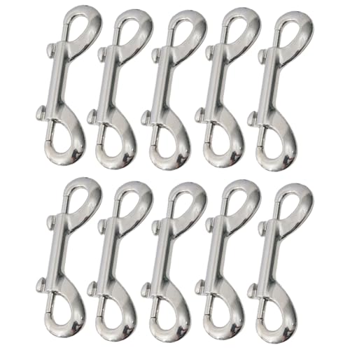 JUCHRZEY 10 Stück Tauch-Doppelendbolzen-Karabinerhaken-Clips, 316-Edelstahl-Trigger-Druckknöpfe, Metallclips, Schnellzieh-Gliederkarabiner zum Verbinden von Hundeleinen-Futtereimern von JUCHRZEY