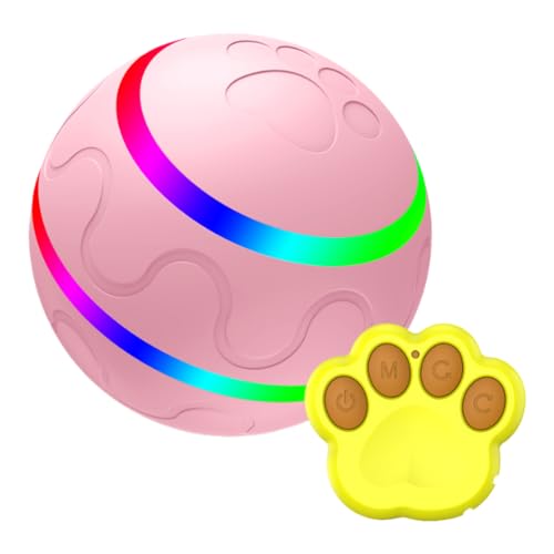 JUCHRZEY Automatischer Hüpfball zur Vermeidung von Hindernissen, wasserdichter elektrischer Katzenrollball, interaktiver Katzenspielzeugball mit Fernbedienung für Katzen und Hunde im Innenbe von JUCHRZEY