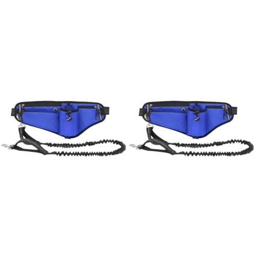 JUCHRZEY Freihändige Hundeleine, Taille, Hundelaufleine mit Tasche, Bungee-Leine (blau) von JUCHRZEY