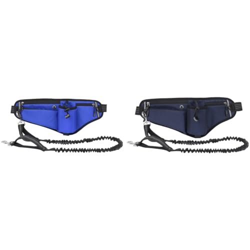 JUCHRZEY Freihändige Hundeleine, Taille, Hundelaufleine mit Tasche, Bungee-Leine (blau) von JUCHRZEY