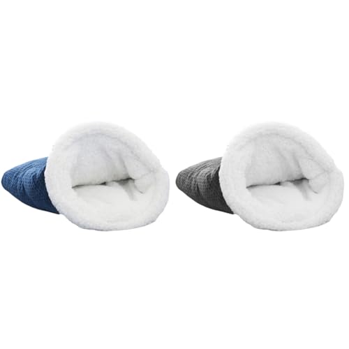 JUCHRZEY Katzenschlafsack, Warmer Katzensack, weiches Plüsch-Katzenbett for Hauskatzen (blau) von JUCHRZEY