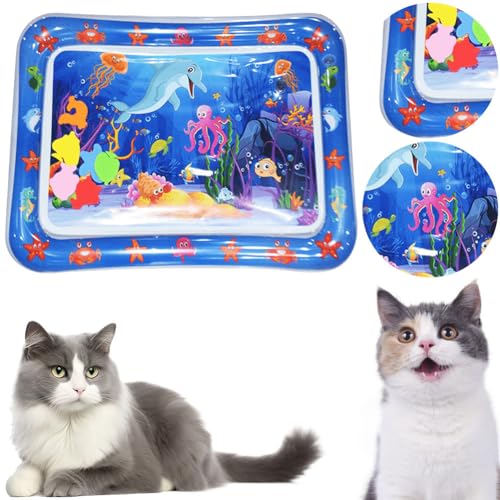 JUCHRZEY Wassersensor Spielmatte aufblasbare Haustier-Wasserspielmatten, mit Wasser befüllbare Katzen und Hundekühlmatten Sommerspielzeug for Katzen und Hunde von JUCHRZEY