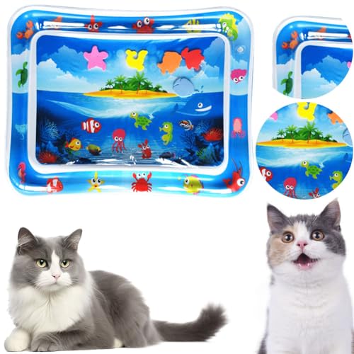 JUCHRZEY Wassersensor Spielmatte aufblasbare Haustier-Wasserspielmatten, mit Wasser befüllbare Katzen und Hundekühlmatten Sommerspielzeug for Katzen und Hunde von JUCHRZEY