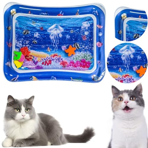 JUCHRZEY Wassersensor Spielmatte aufblasbare Haustier-Wasserspielmatten, mit Wasser befüllbare Katzen und Hundekühlmatten Sommerspielzeug for Katzen und Hunde von JUCHRZEY