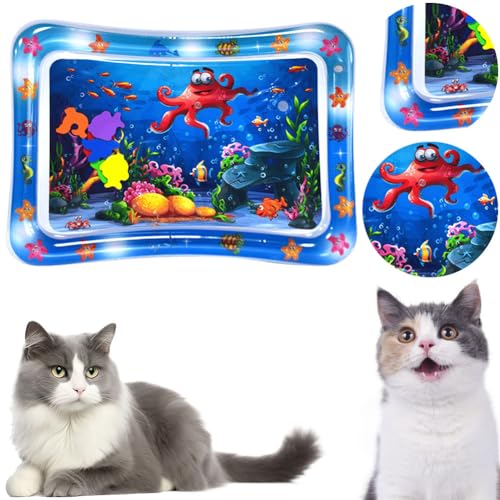 JUCHRZEY Wassersensor Spielmatte aufblasbare Haustier-Wasserspielmatten, mit Wasser befüllbare Katzen und Hundekühlmatten Sommerspielzeug for Katzen und Hunde von JUCHRZEY