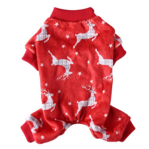 JUJIAN Weihnachten Algdruck Pymas für Hunde, Weiche Warm Fleece Hund Overall, Le Valptrö -L von JUJIAN