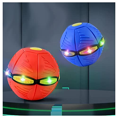 JUJNE Fliegende Untertasse Hundespielzeug, Es Gibt Bunte Lichter Hunde Wurfball, Fliegenden Scheibe In Einen Ball Verwandelt,2PCS von JUJNE