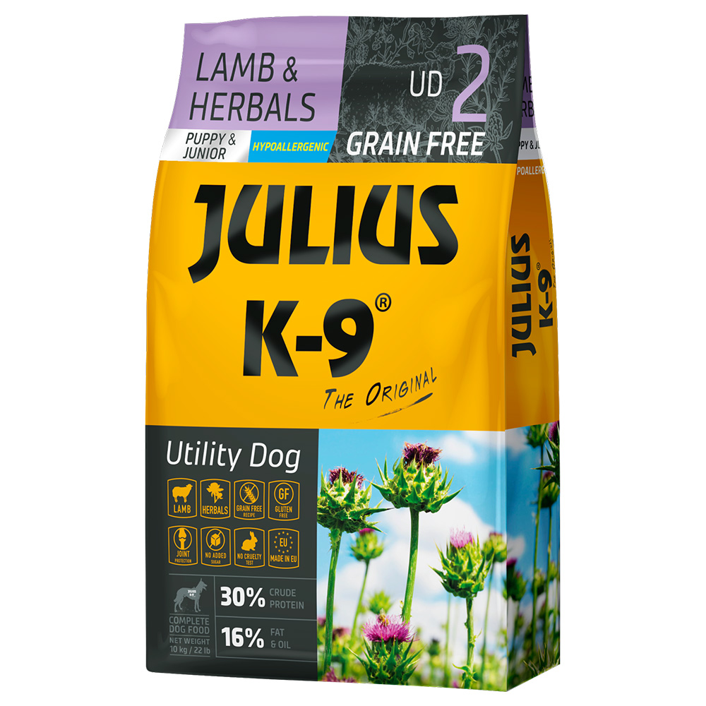 10 kg / 12 kg JULIUS K-9 zum Sonderpreis! - 10 kg Puppy & Junior Lamm & Kräuter von JULIUS K-9