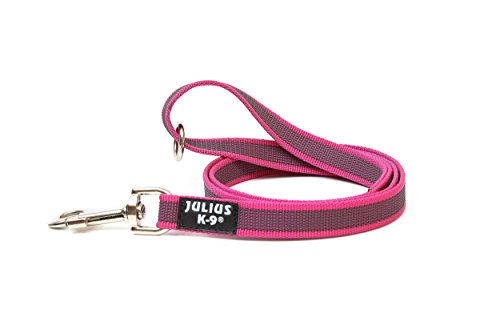 IDC Color & Gray gumierte Leine, 20 mm x 1,2 m mit Schlaufe und O-Ring, Pink-Grau von JULIUS K-9