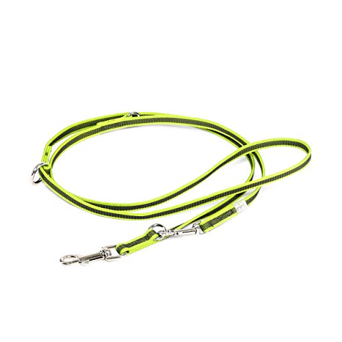 IDC Color & Gray verstellbare Leine mit Doppelkarabiner, 14 mm x 2,2 m, Neon-Grau von JULIUS K-9