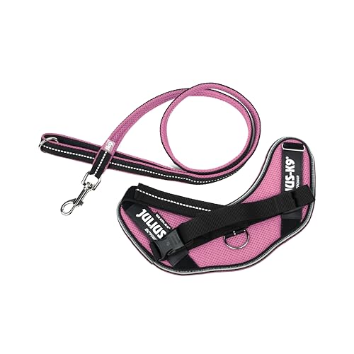 IDC Powair Bundle - IDC Powair Hundegeschirr, Größe: S/Mini, Pink + IDC Powairleine, Größe: 1,2 m mit Schlaufe und mit kleinen Karabiner, Pink von JULIUS K-9