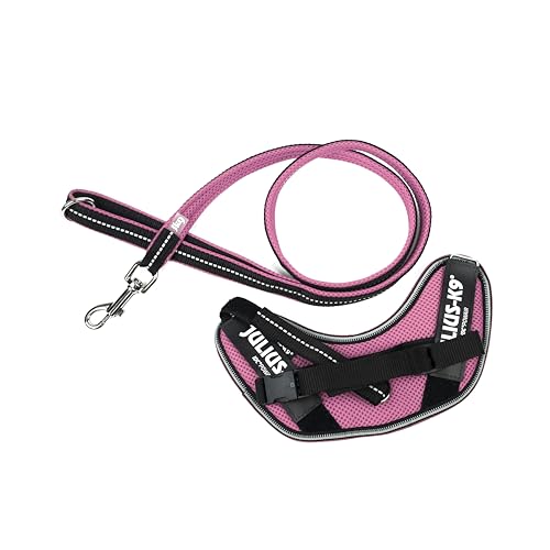 IDC Powair Bundle - IDC Powair Hundegeschirr, Größe: XS/Mini-Mini, Pink + IDC Powairleine, Größe: 1,2 m mit Schlaufe und mit kleinen Karabiner, Pink von JULIUS K-9