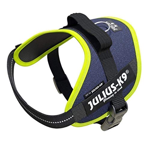 JULIUS K-9 IDC Powergeschirr, Größe: S / Mini, Jeans mit neon Randverzierung, 16IDC-FARNE-M von JULIUS K-9