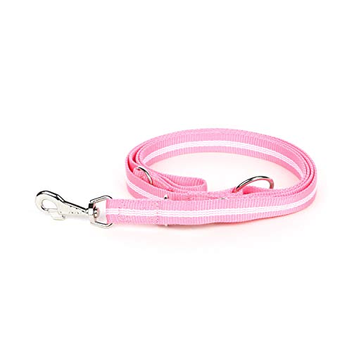 Julius-K9, 214DP-NL-PN, IDC-Leine aus Schlauchgurt, doppelt verstellbar nachleuchtend 25mm x 2,2 m, pink von JULIUS K-9