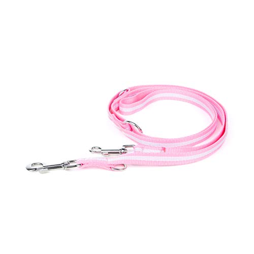 Julius-K9, 216DP-NL-PN, IDC-Schlauchgurtleine, doppelt verstellbar, nachleuchtend,19mm x 2,2 m, pink von JULIUS K-9