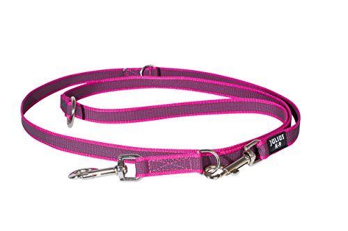 IDC Color & Gray verstellbare Leine mit Doppelkarabiner, 20 mm x 2,2 m, Pink-Grau von JULIUS K-9