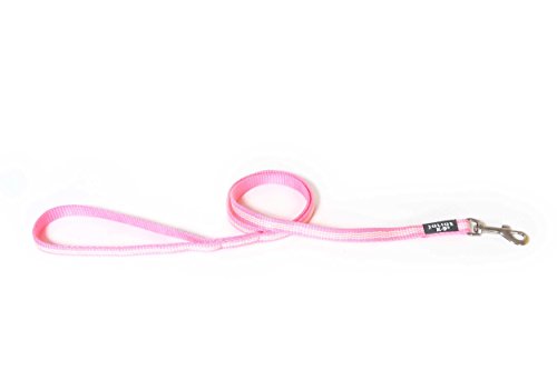 Julius-K9, 218-NL-1S-PN, IDC-Schlauchgurtleine, 14mm / 1 m PINK, nachleuchtend, mit Schlaufe von JULIUS K-9