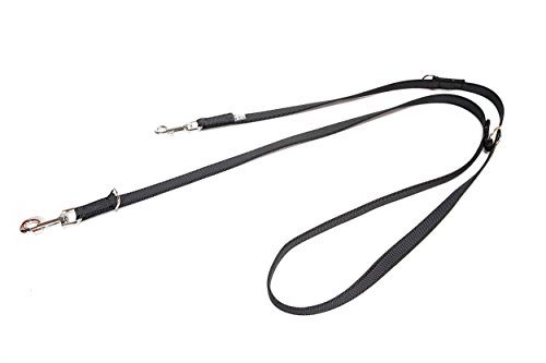 IDC Color & Gray verstellbare Leine mit Doppelkarabiner, 14 mm x 2,2 m, Schwarz-Grau von JULIUS K-9