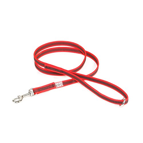 IDC Color & Gray gumierte Leine, 14 mm x 1,2 m mit Schlaufe und O-ring, Rot-Grau von JULIUS K-9