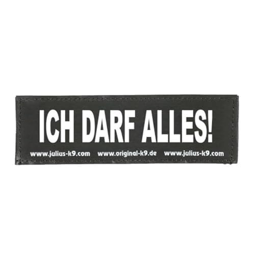 Julius-K9 162LR-K-36371 Klettaufschrift, ICH DARF ALLES!, klein, schwarz von JULIUS K-9